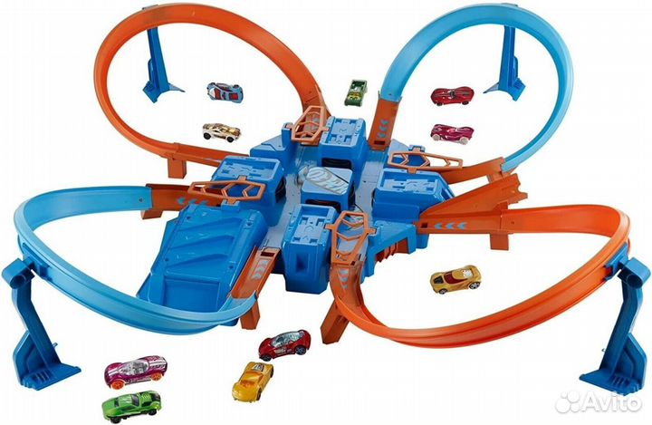Игровой трек hot wheels + автовоз и вертолет