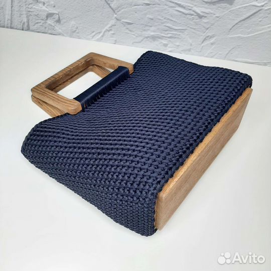 Сумка шопер с деревянными ручками и донышком