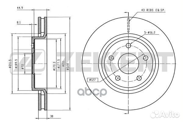 Диск торм. перед. Jeep Grand Cherokee III 04