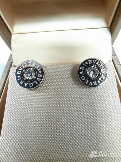 Золотые серьги (Пусеты) Bvlgari с бриллиантами