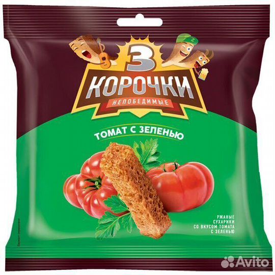 Сухарики 3 Корочки со вкусом Томата и Зелени 40г