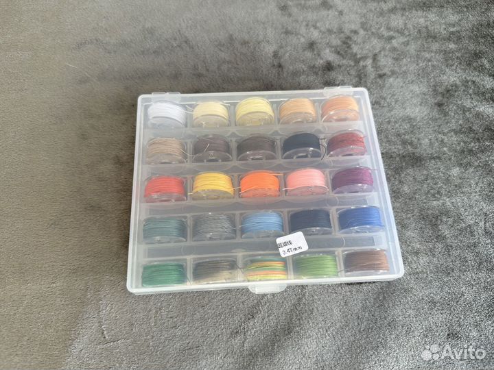 Набор вощённых ниток для кожи 0,45 мм 25 цветов