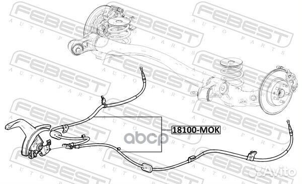 Трос ручного тормоза зад лев Febest 18100-MOK