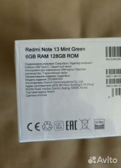 Xiaomi Redmi Note 13, 6/128 ГБ