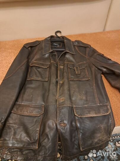 Кожаная куртка мужская 52 54 бу