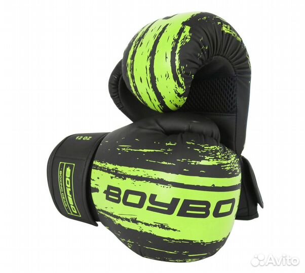 Перчатки для бокса BoyBo Stain зеленые (10 oz)