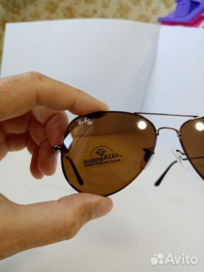 Очки Ray-Ban aviator коричневые стекло