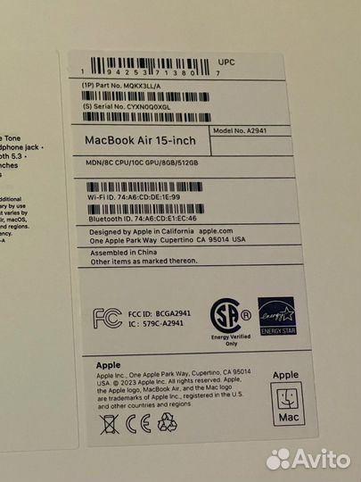 Macbook Air 15 M2 2023 512Gb