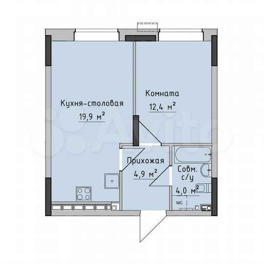 1-к. квартира, 42,2 м², 1/18 эт.