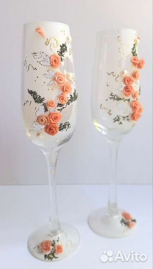 Свадебные бокалы ручной работы