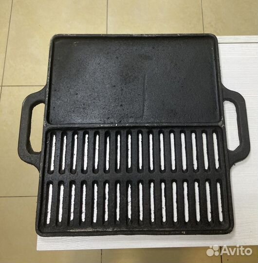 Решетка гриль сковорода чугунная 460х390
