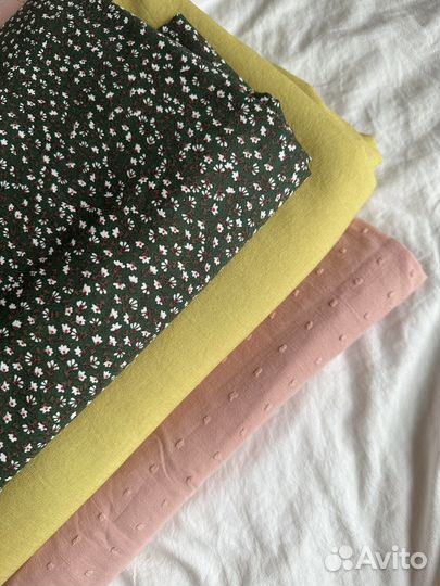 Ткани отрезы фактурный хлопок батист лён