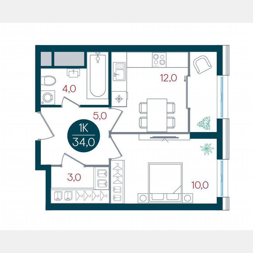 1-к. квартира, 34 м², 24/32 эт.