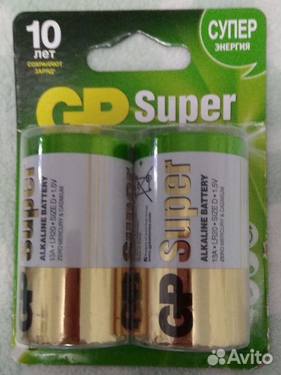 Алкалиновые батарейки GP LR20 Super 13А