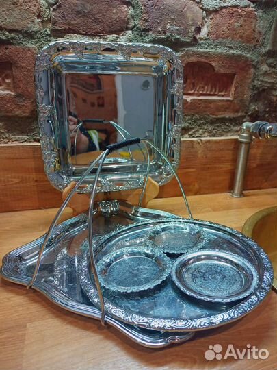 Поднос металлический мельхиоровый блюдо