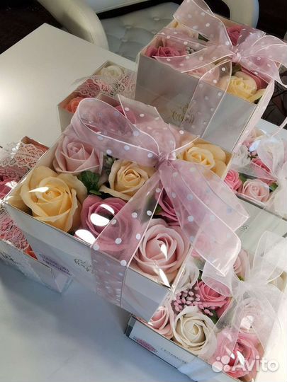 Мыльные розы в коробке
