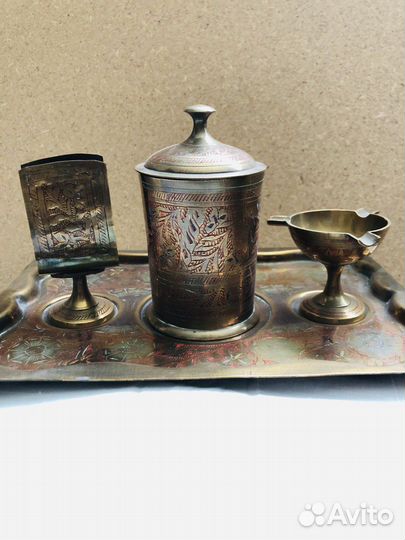 Антикварный Набор для курения. Латунь. Индия ретро