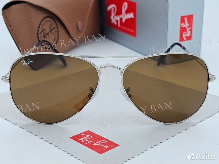 Очки Ray Ban Aviator Silver Brown Стекло