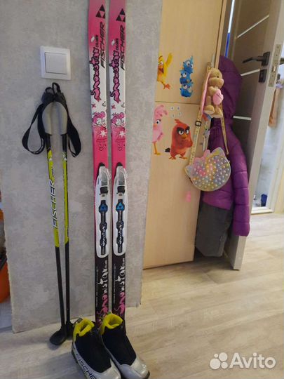 Лыжи беговые fisher 120 с палками и ботинками