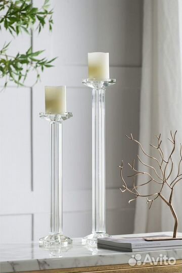 Подсвечник на ножке 43х10 см стеклянный прозрачный