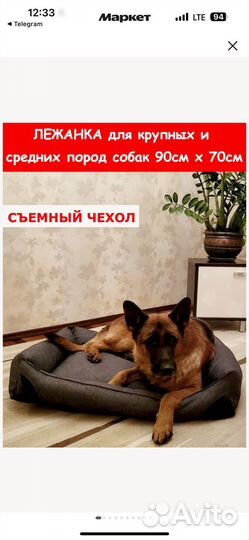 Лежанка для собак средних и крупных пород