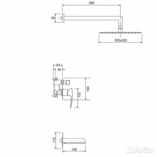 G7107-20 Gappo душевая система встраиваемая на 3 ф