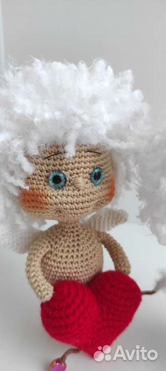 Купидон к дню влюблённых кукла вязаная крючком
