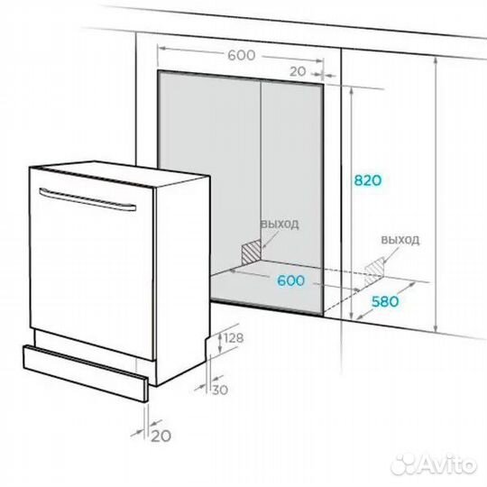 Посудомоечная машина Встраиваемая Midea mid60s110