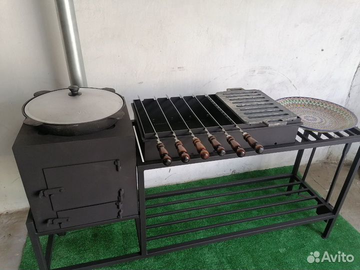 Мангал с печью под казан 
