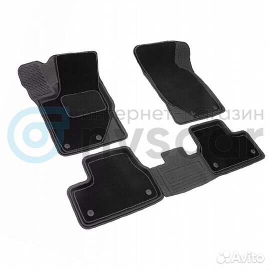 Коврики салона Rezkon резиновые с ворсом Гранта