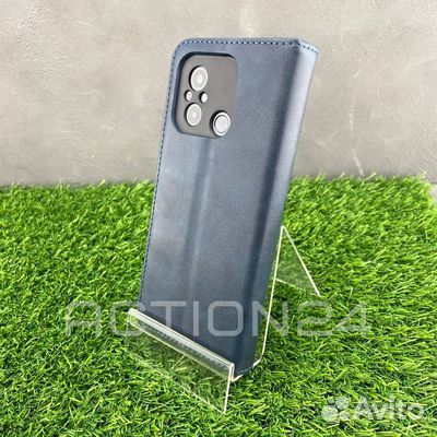 Чехол книжка Xiaomi Redmi 12C с кошельком (синий)