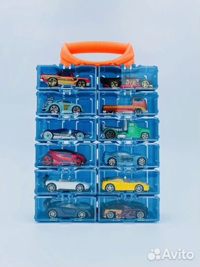 Hot wheels набор машинок из 12шт в гаражах-кейсах