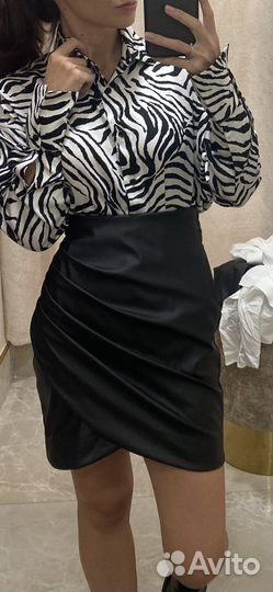 Кожаная юбка золотой песок