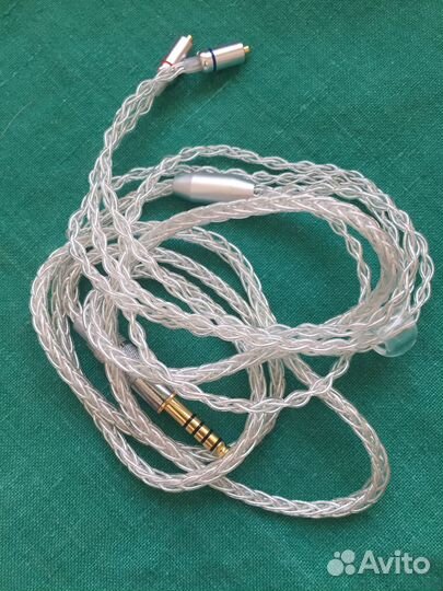 Кабель новый серебро джек 4.4 mmcx (например shure