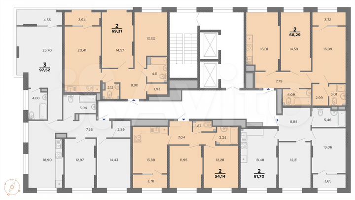 3-к. квартира, 97,1 м², 17/22 эт.