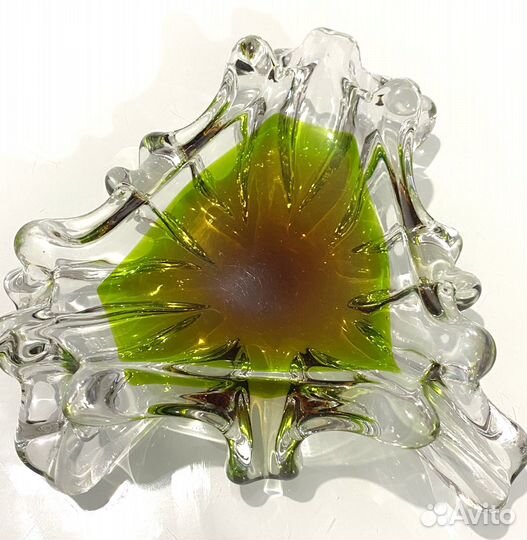 Пепельница Чехия СССР винтаж ретро гутное стекло