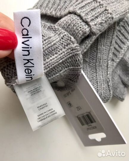 Перчатки/варежки Calvin Klein серые/чёрные