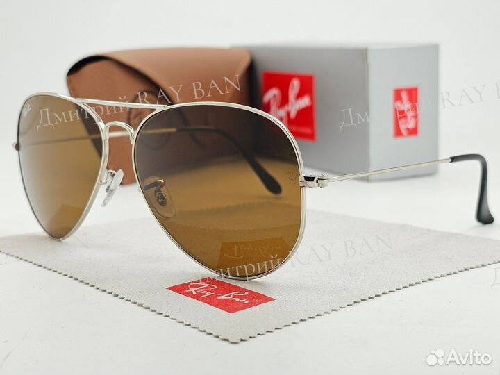 Очки Ray Ban Aviator Silver Brown Стекло