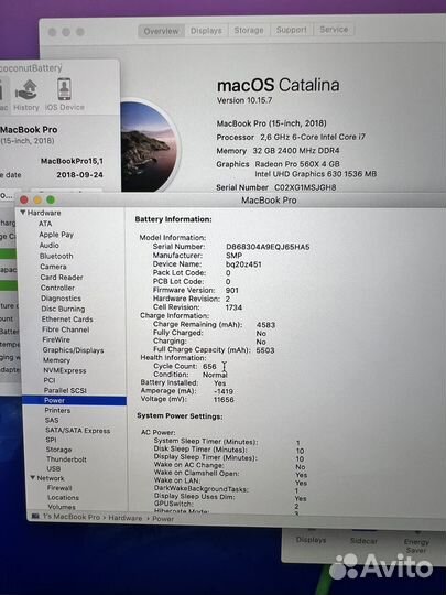 Apple macbook pro 15 2018 32гб/512гб ссд