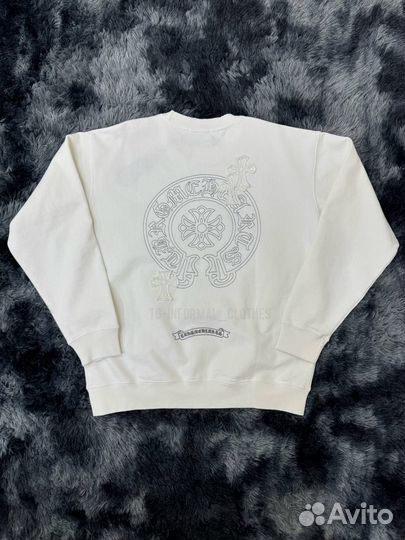 Свитшот Chrome Hearts белый с нашивными крестами