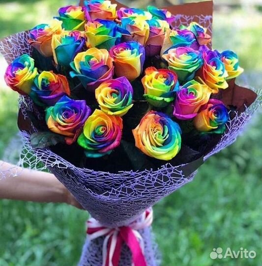 Радужные розы. Букеты Цветы доставка