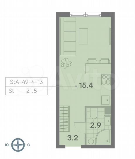 Квартира-студия, 21,5 м², 10/23 эт.