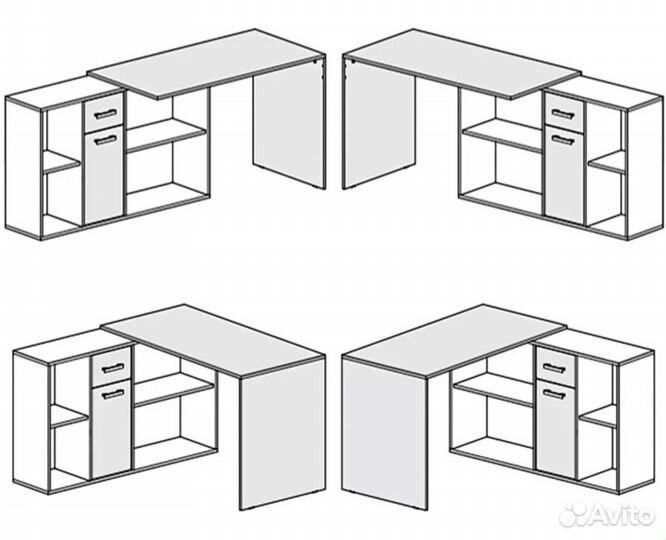 Письменный стол с ящиками и полками новый