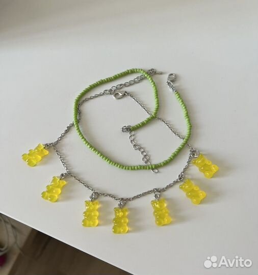 Чокер из бисера и мармеладные мишки комплект