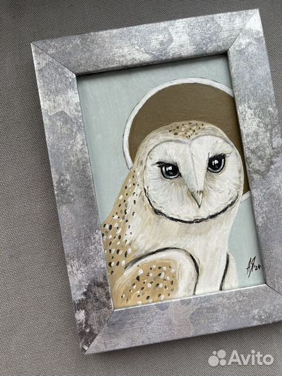 Картина Сова 10х15 в рамке