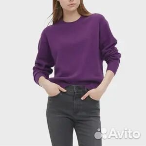 Джемпер Uniqlo Premium Lambswool Crew Neck, фиолет