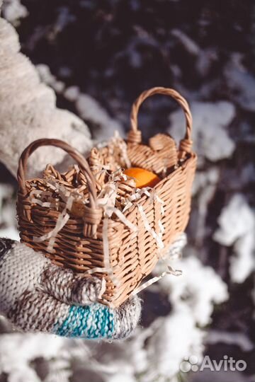 Прямоугольная корзинка с ручками из эко лозы