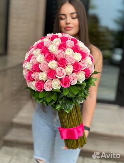 Авторский букет роз цветы 101, 125 мыльные розы