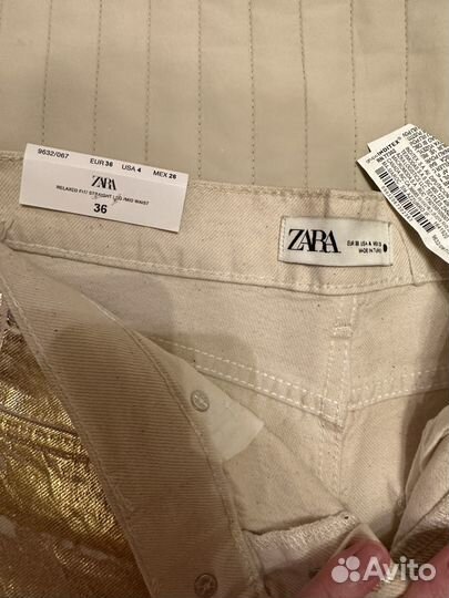 Джинсы zara 36 металлик