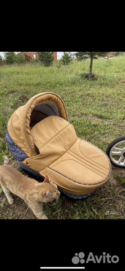 Коляска 2 в 1 эко кожа индиго